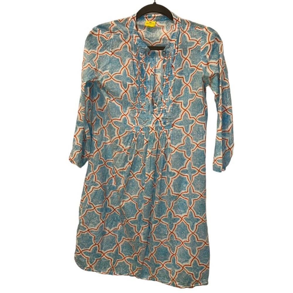 Roberta Roller Rabbit turquoise red Moroccan Tile Print cotton tunic dre…